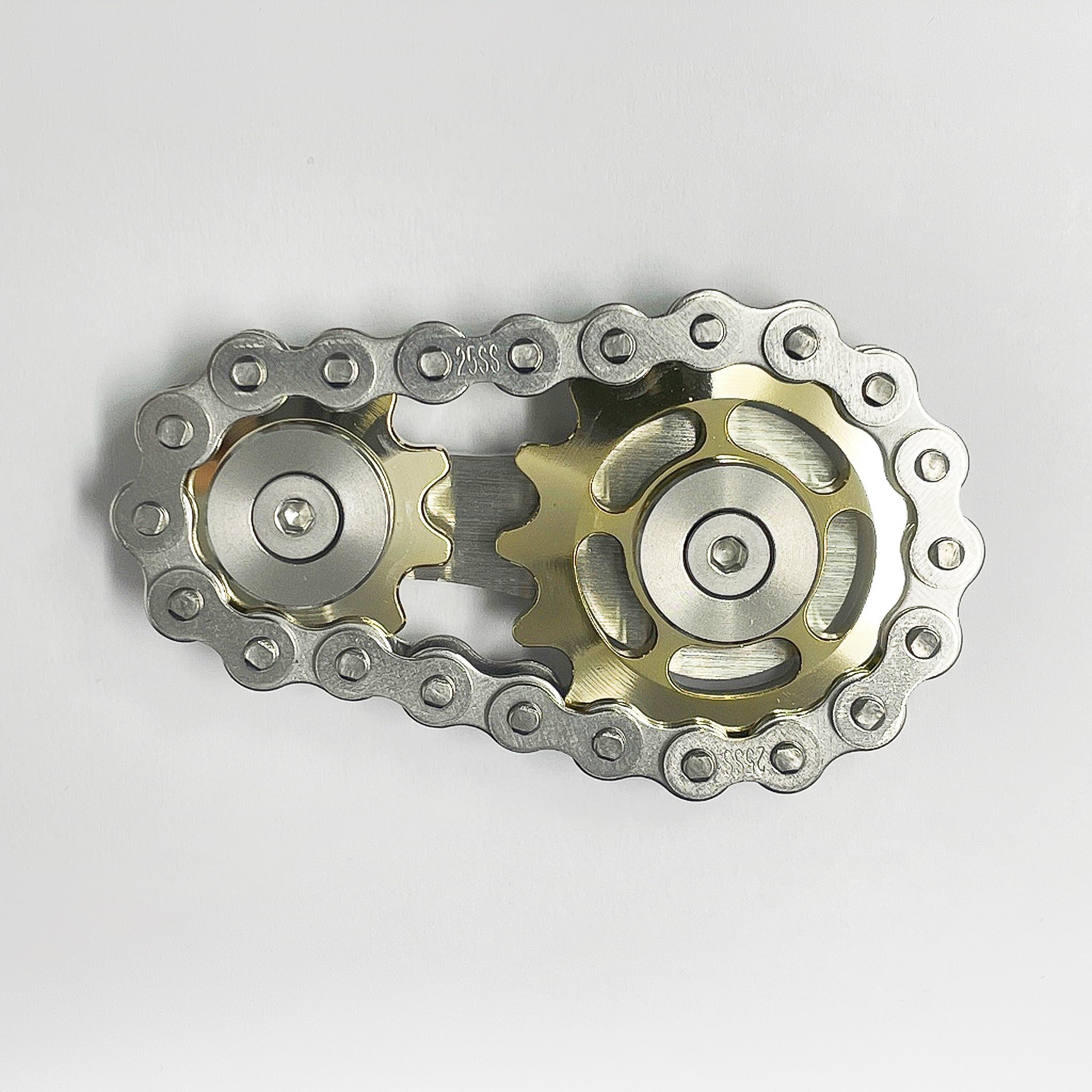 Bicycle Chain Gear Fidget Spinners,Chain Fidget Toys Stainless Steel Gears Linkage Sensory Sprocket Stress Anxiety Relief EDC Novelty Toy(Gold Plating Sprockets)