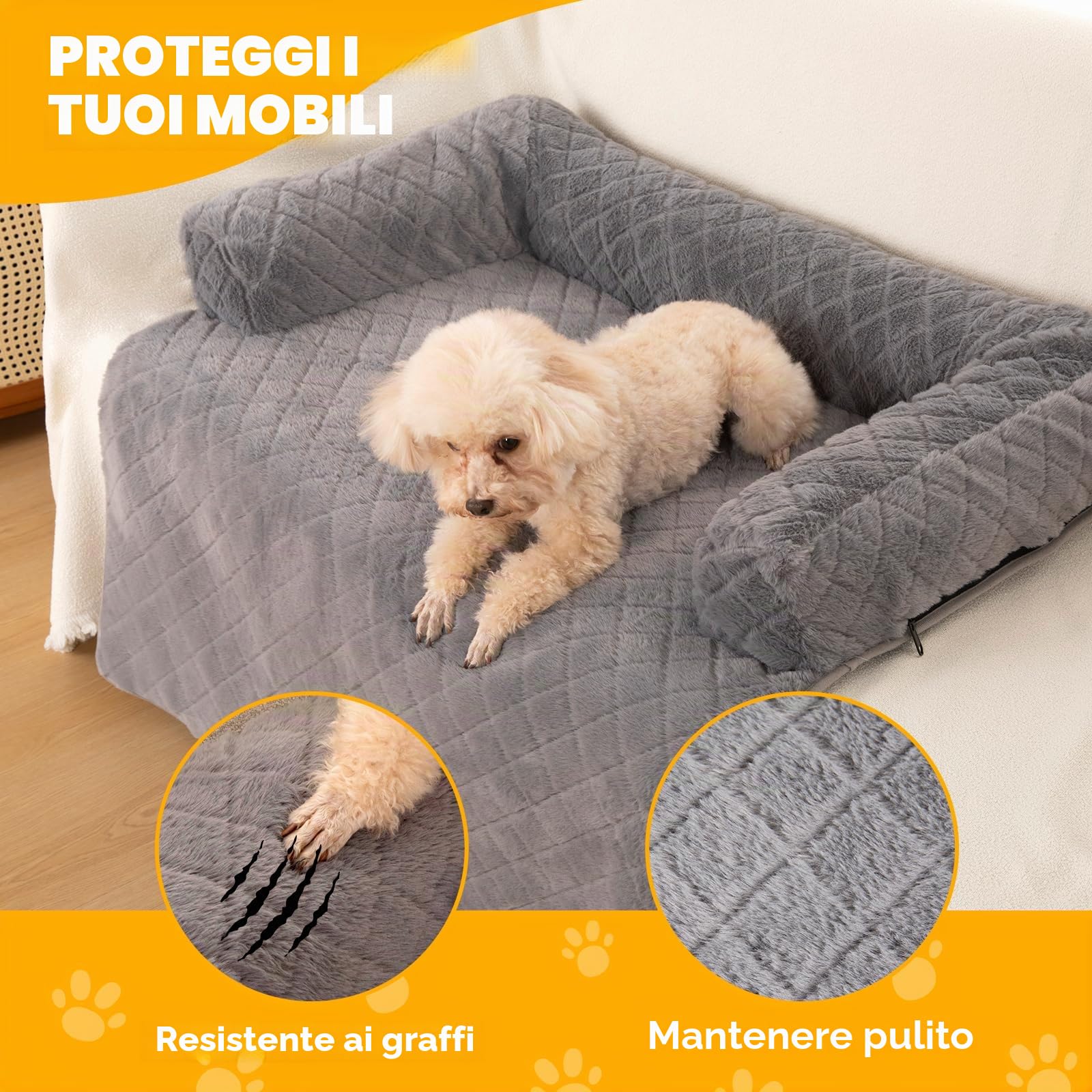 PAWBOSE Cuccia Cane Interno Taglia Piccola, Media e Grande, Cuscino Cane Sfoderabile, Tappetino Calmante per Cani, Resistente, Soffice e Peloso, con Copertura Rimovibile e Lavabile