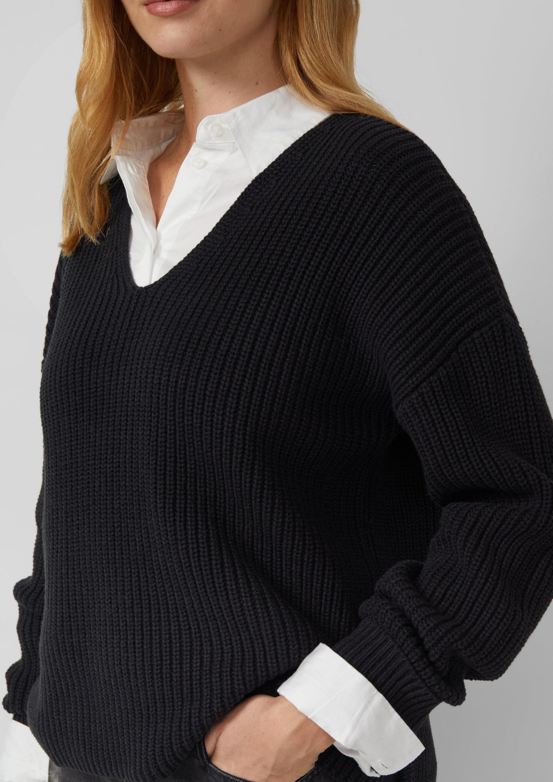 s.Oliver Grobstrickpullover mit V-Ausschnitt im Relaxed Fit