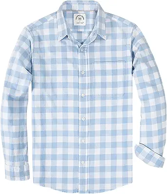 Dubinik Flannel Shirt for Men Casual Button Down Work Soft All Cotton Lightweight Flannel Mens Plaid Shirts Long Sleeve