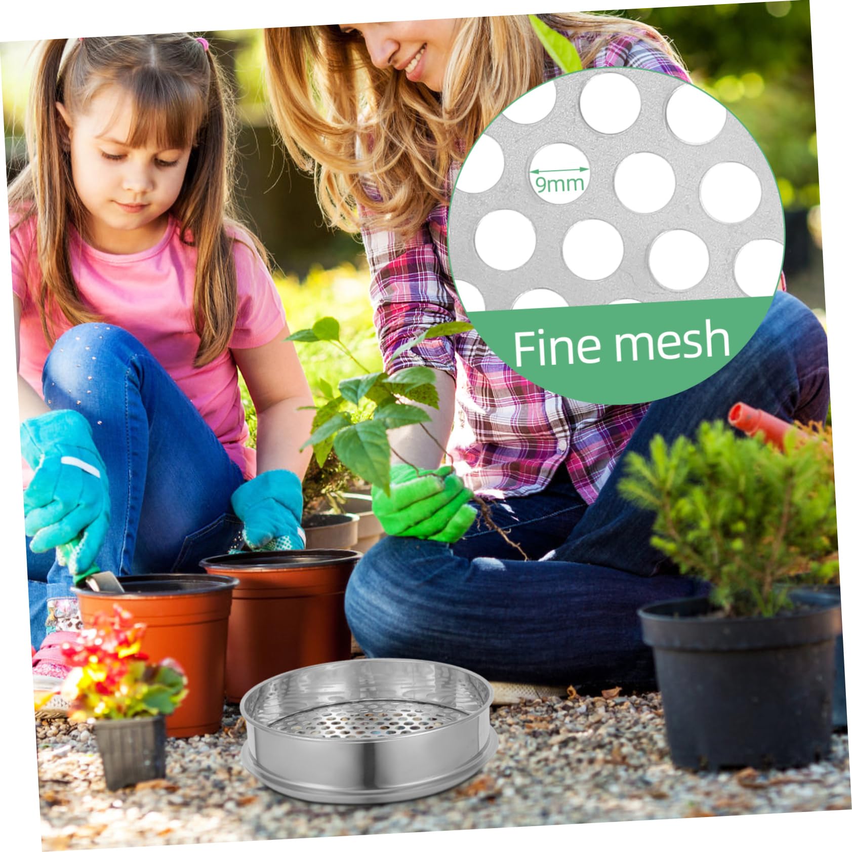 BESTonZON 2 Stück Gartensieb Rundsieb für Erde und Gartenarbeit Praktischer Schaufelsieb für Bonsai und Pflanzer zum Filtern von und Schmutz