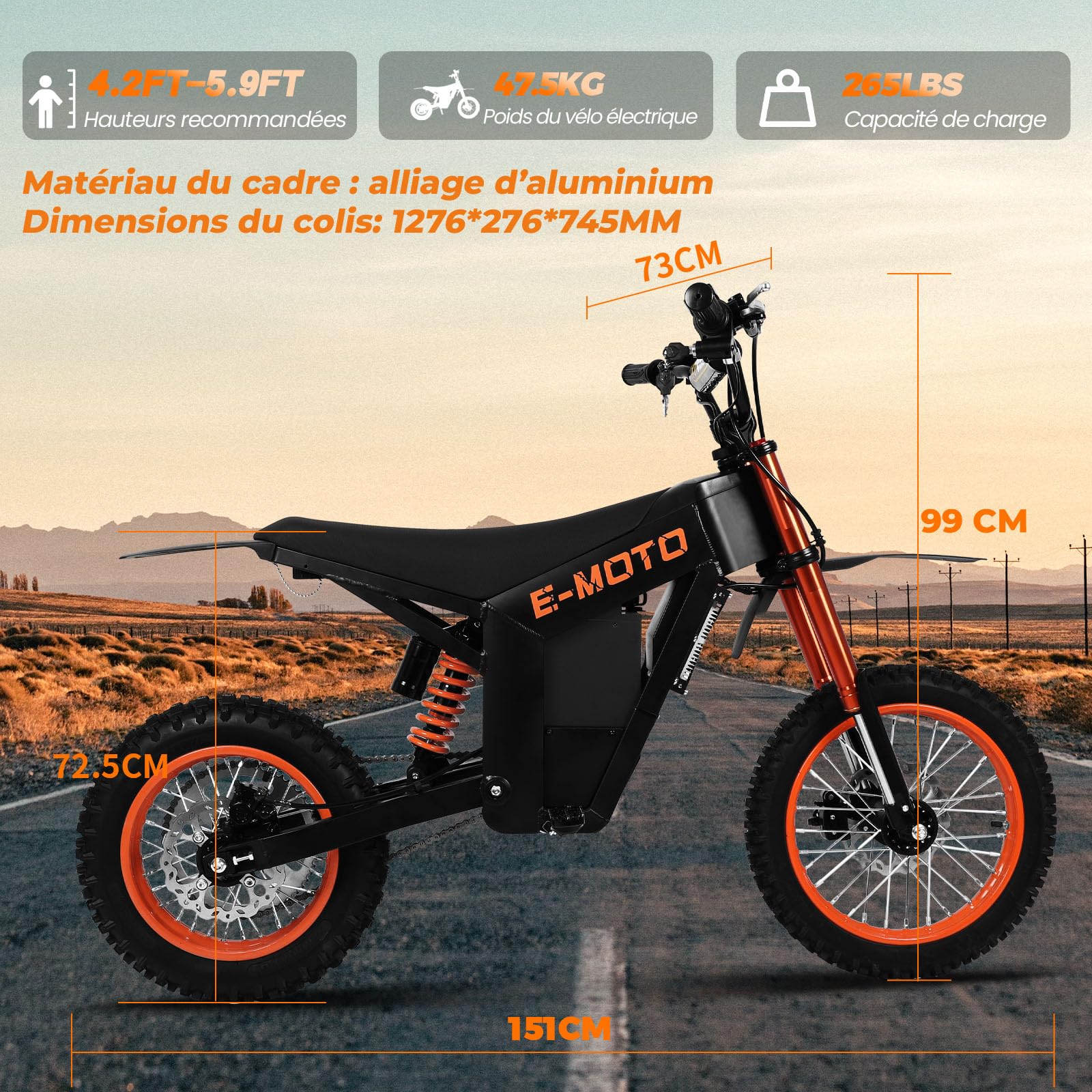 Vélo Électrique Adulte Ados Ebike 14" 12" VTT Tout-Terrain 48V 20.8Ah Batterie Autonomie 45-55km Suspension Hydraulique Double Disque 3 Speed Modes