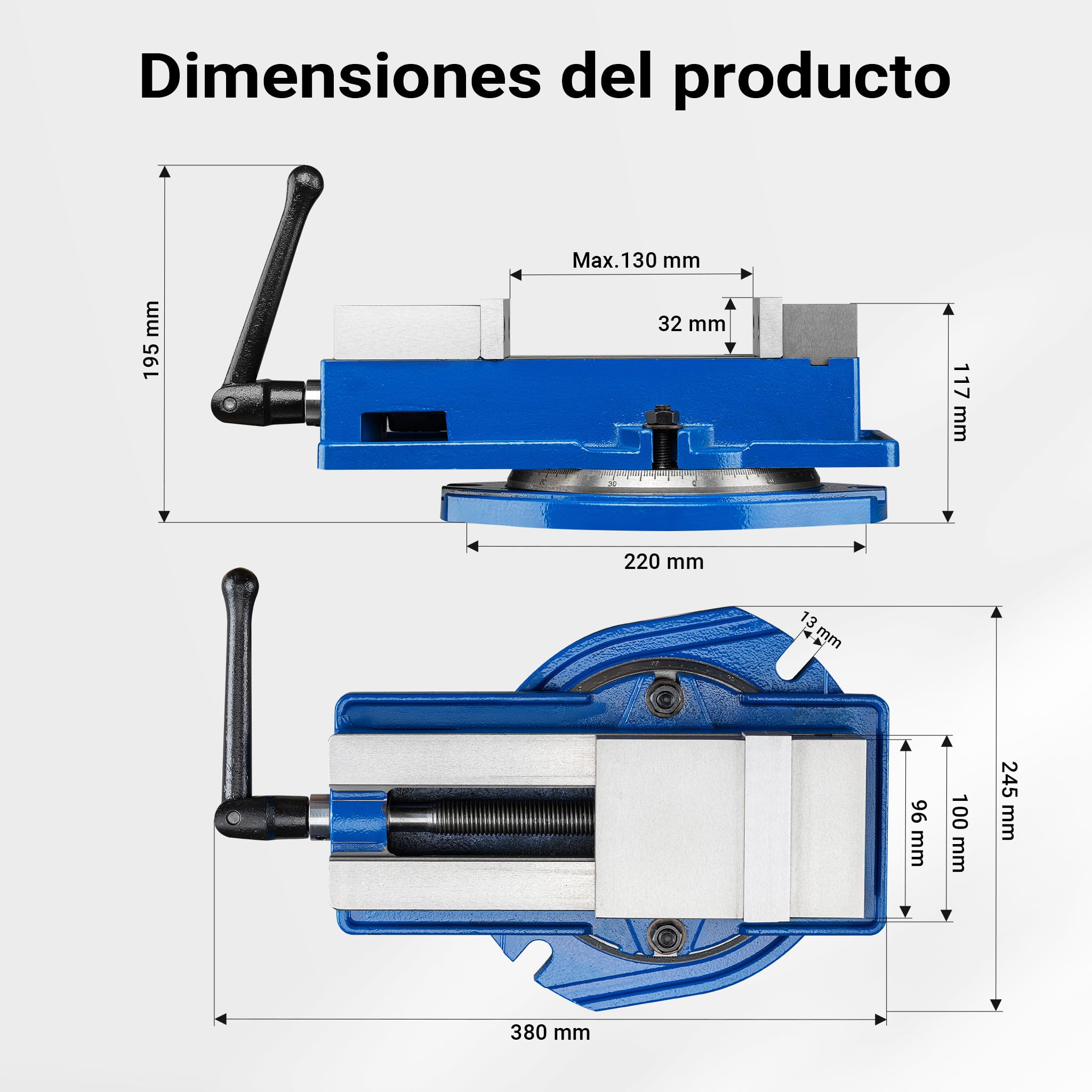 Mordaza de precisión para máquinas 100mm Base giratoria 360° Tornillo de banco Taller Exactitud