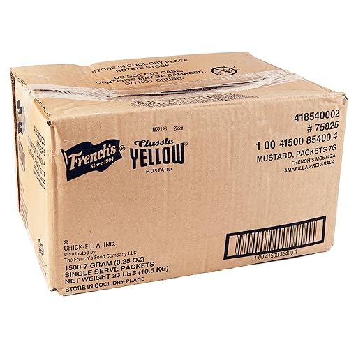 French's Paquetes clásicos de mostaza amarilla, 1500 unidades 1500 paquetes individuales de mostaza amarilla, tamaño perfecto de una sola porción