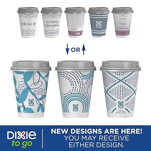 Miniatura 4 de Dixie To Go - Tazas de café de papel con tapas, 12 onzas, 66 unidades, vasos de papel aislantes desechables para bebidas calientes o frías