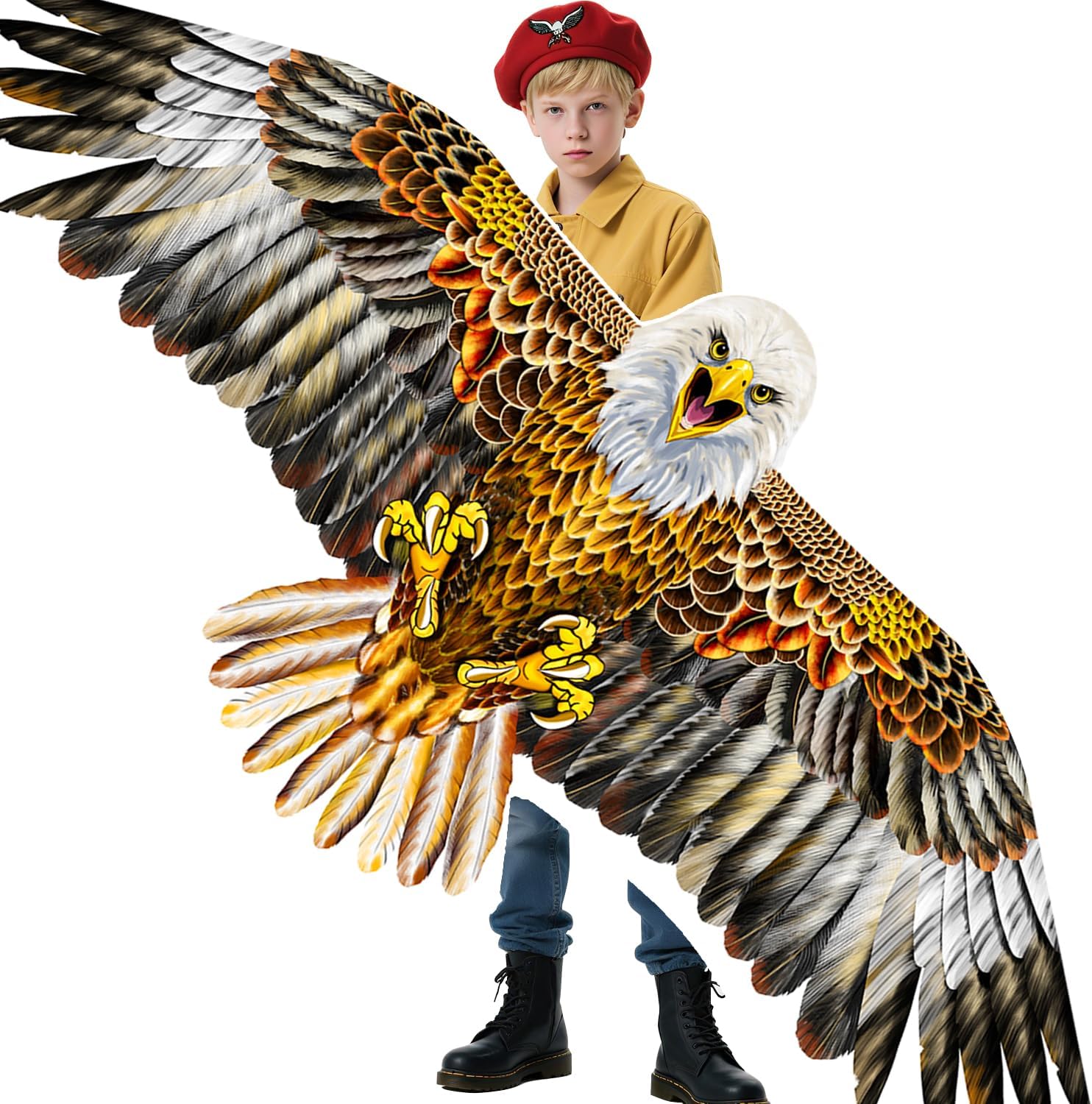 YFAFENGS Bald Eagle Kite for Adults & Kids - Durable Easy Fly Kite with Realistic 3D Design for Beach Park Family Fun