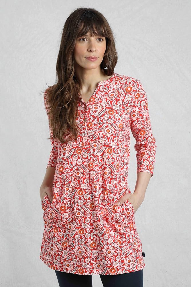 売れ筋商品|||ウィアードフィッシュ シャツ レディース トップス AVA PRINTED  - Tunic - navy Weird Fish Organic Cotton Printed Tunic Ava, Red (Tango Red