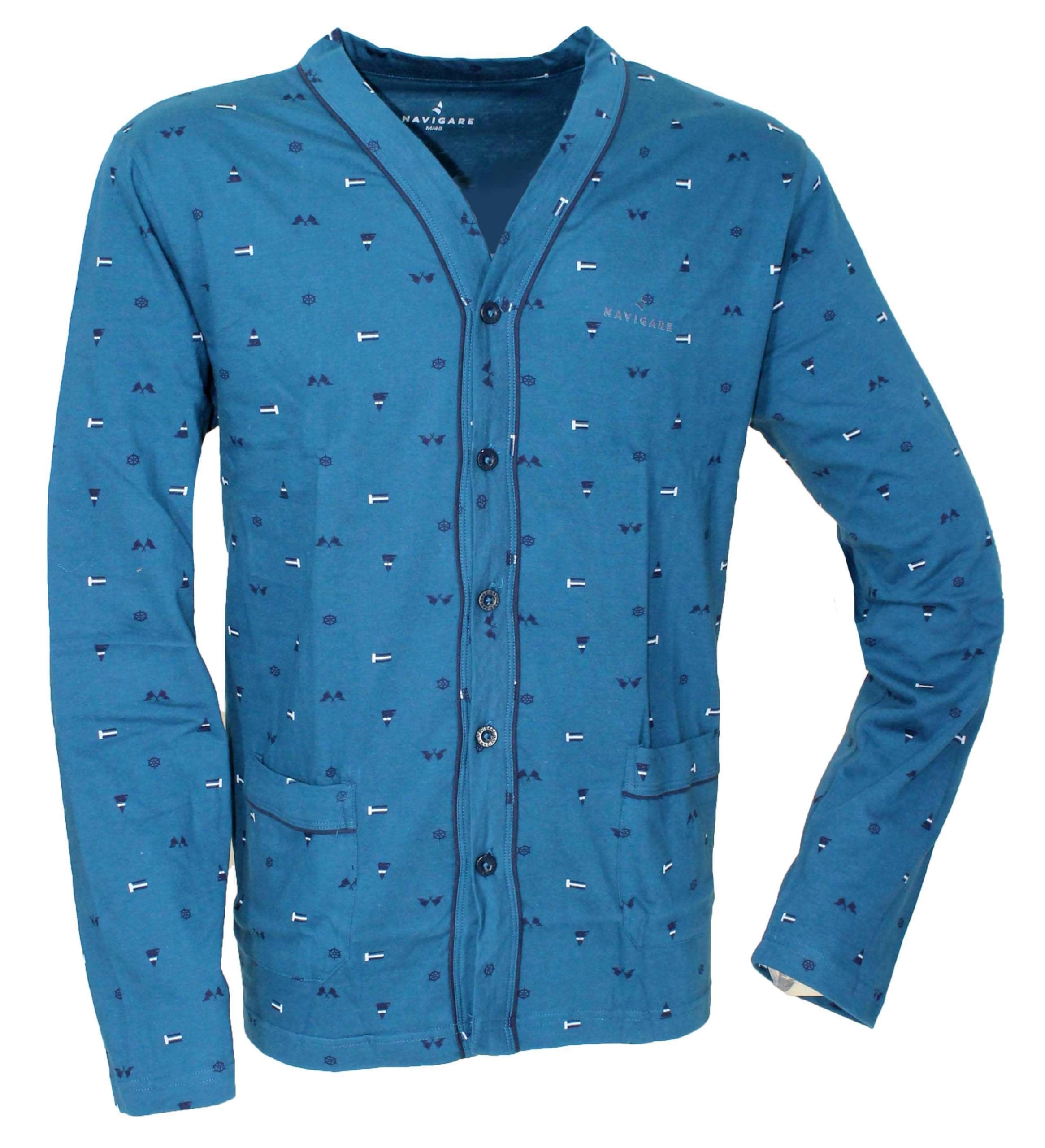 Navigare Pigiama Uomo Aperto con Bottoni Giacca e Pantalone 1817