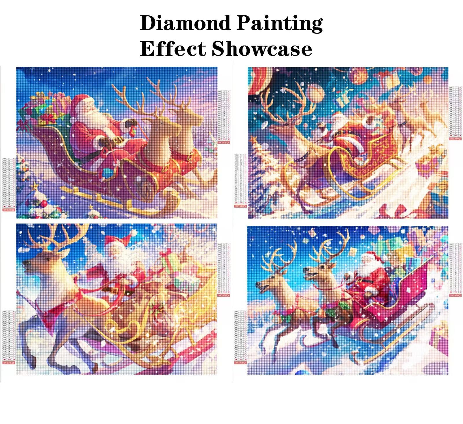Diamond Painting Eckige Steine 4er set Diamond Painting Winter 60x40cm 2026 New DIY Malen Nach Zahlen Erwachsene,Bastelset Kinder ab 6 Jahre,Kleine Geschenke für Frauen,Mädchen (Weihnachten-15) K-a17
