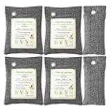 Activated Charcoal Odor Absorber (4x200g Large + 2x75g Small), Bamboo Charcoal Air Purifying Bag, Odor Deodorizer and Eliminator for Cars, Refrigerators, Shoes, Pets, Closets, and More.