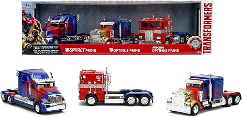 Transformers Optimus Prime 132 - Paquete de 3 coches fundidos a presión, juguetes para niños y adultos
