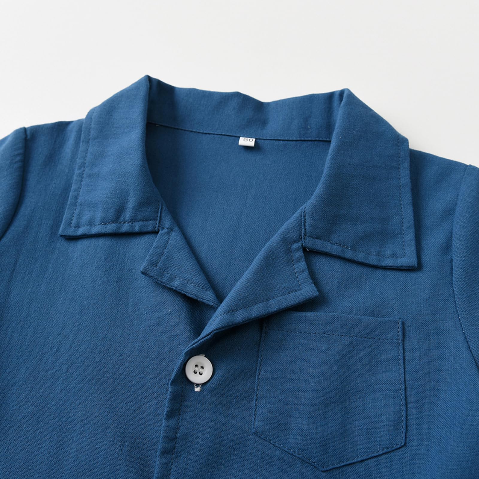 Kurzarm-Set für Jungen Einfarbiges Baumwollhemd mit Reverskragen Bequeme Shirts Lässige Shorts Atmungsaktiv Schnell Trocknend Oberteil Sommer Alter 2-6 Jahre