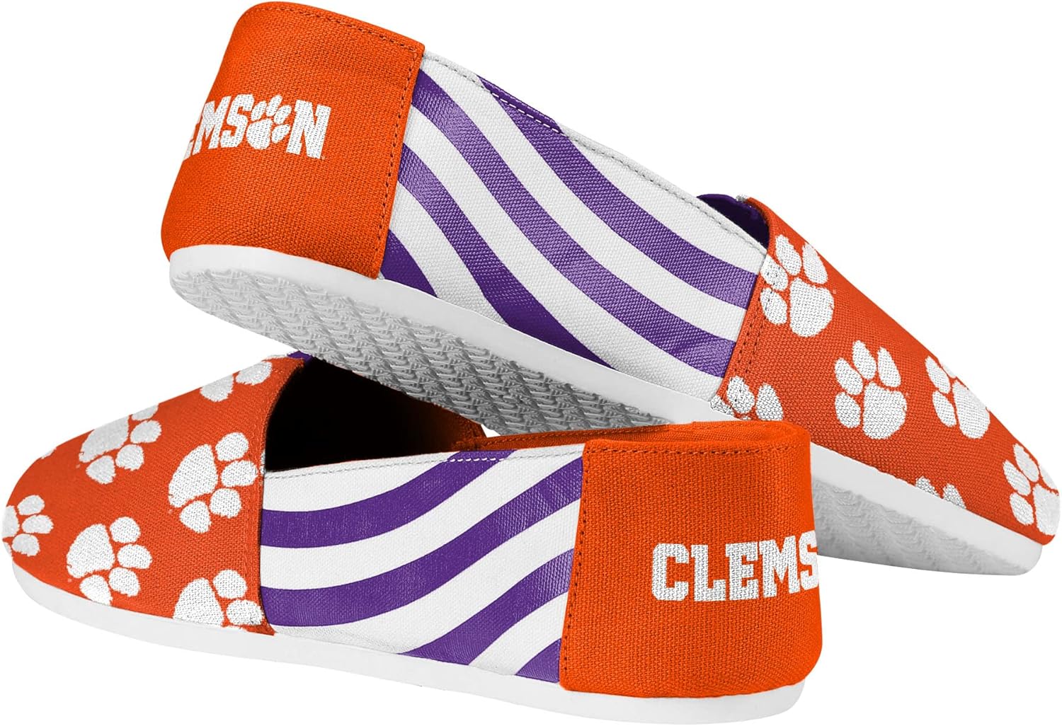 FOCO Clemson Tigers NCAA Womens Stripe Canvas Shoes - S