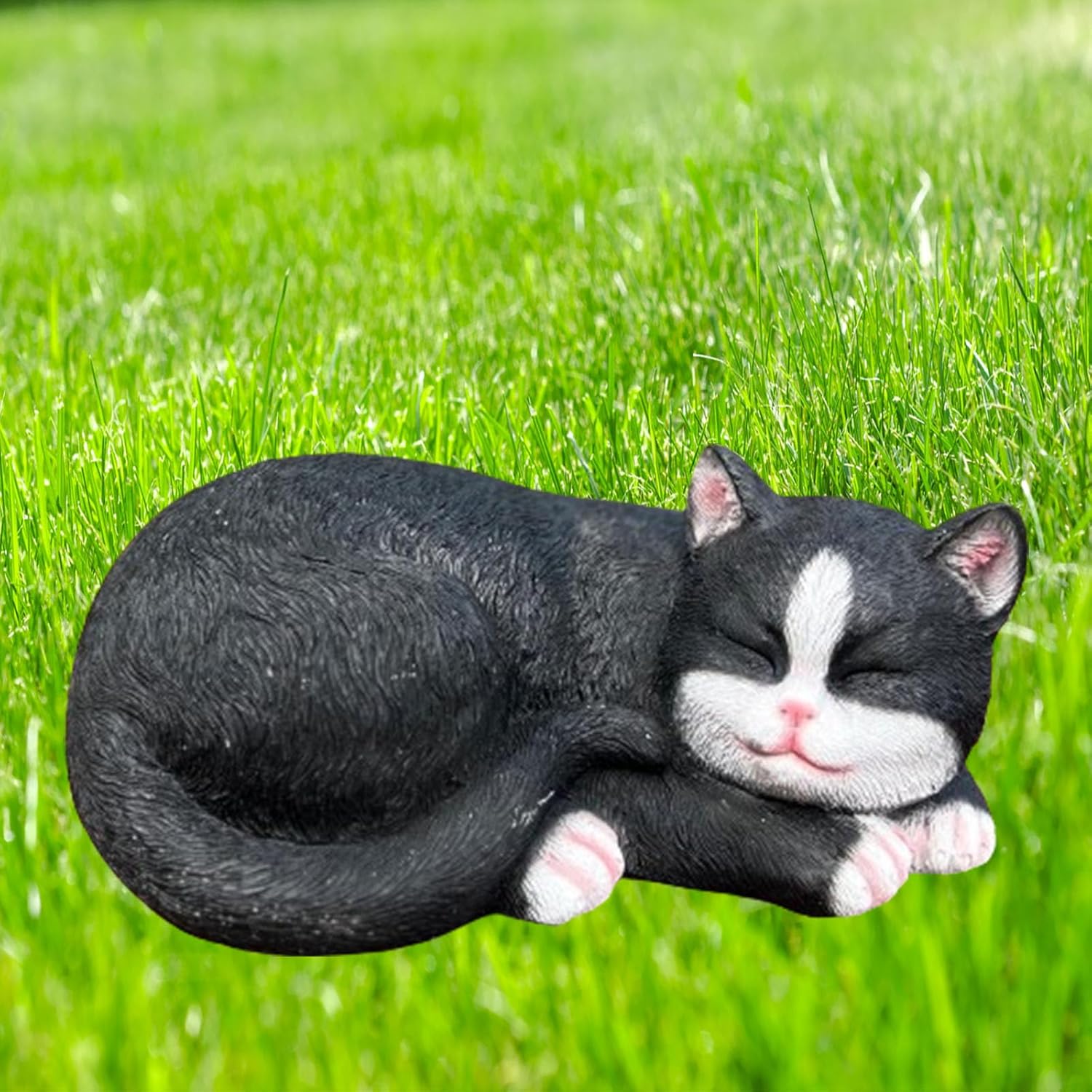 Cat Outdoor Statues for Garden Outdoor,Tuxedo Cat Resin Realistic Cat Sculptures Outdoor Decor for Patio,Lawn, Yard ,Terrace, Porch,Indoor Decor ,Cat Lover Present,Sleeping Cat Statue - Image 3