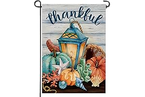 Artofy Thankful Nautical Pumpkin Lantern Home Decorative Garden Flag