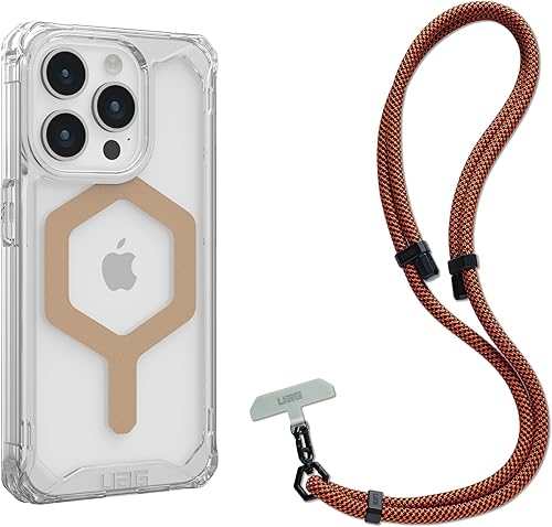 URBAN ARMOR GEAR UAG - Funda diseñada para iPhone 15 Pro Plyo IceGold de 6.1 pulgadas, compatible con MagSafe con cordón cruzado para teléfono civil