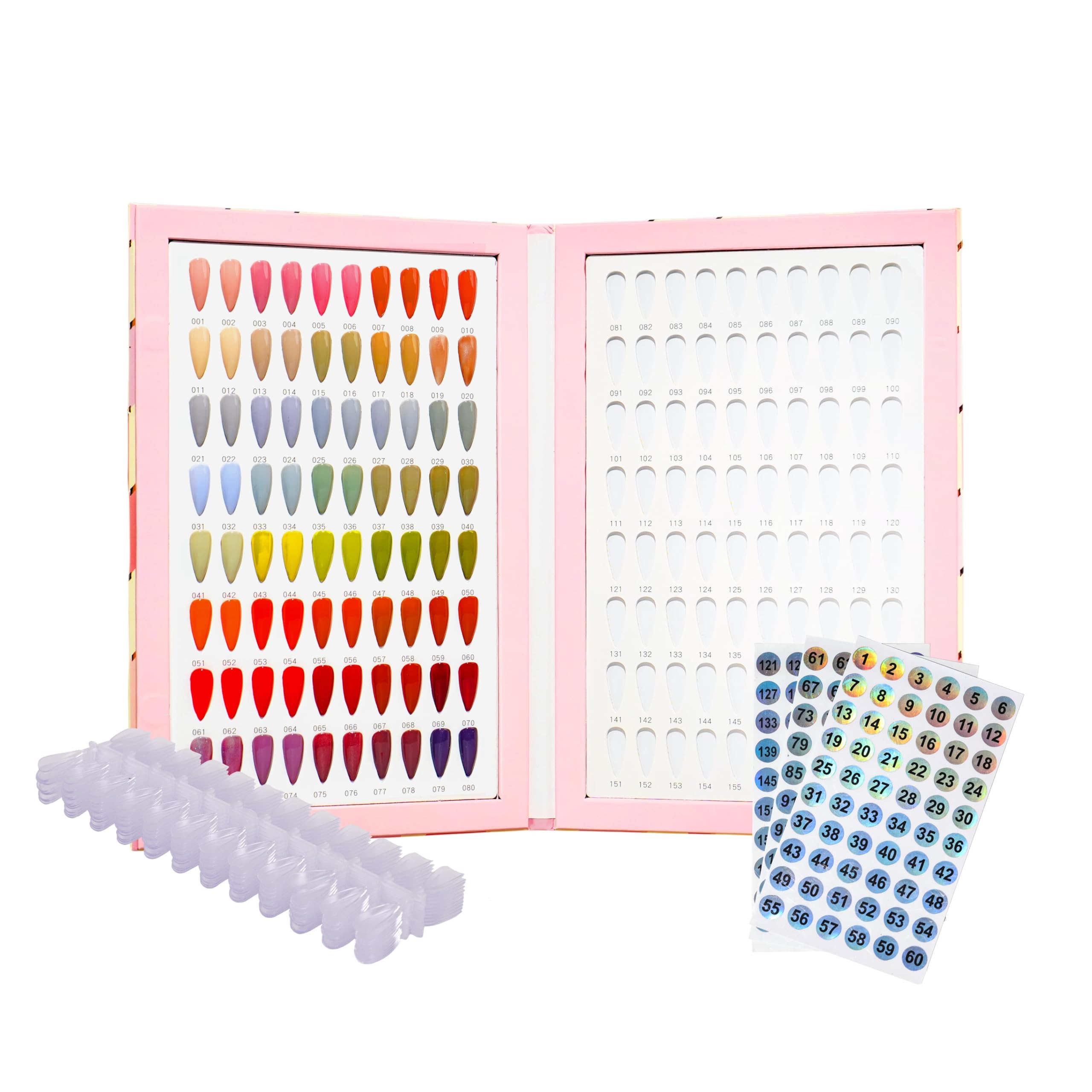 Acycoin2A Nail Colour Chart with 160 Colours and 240 Nail Tips, Colour Chart for UV Gel Nail Polish (B), 160 colors, 0 ml (Pack of 240) - Image 2