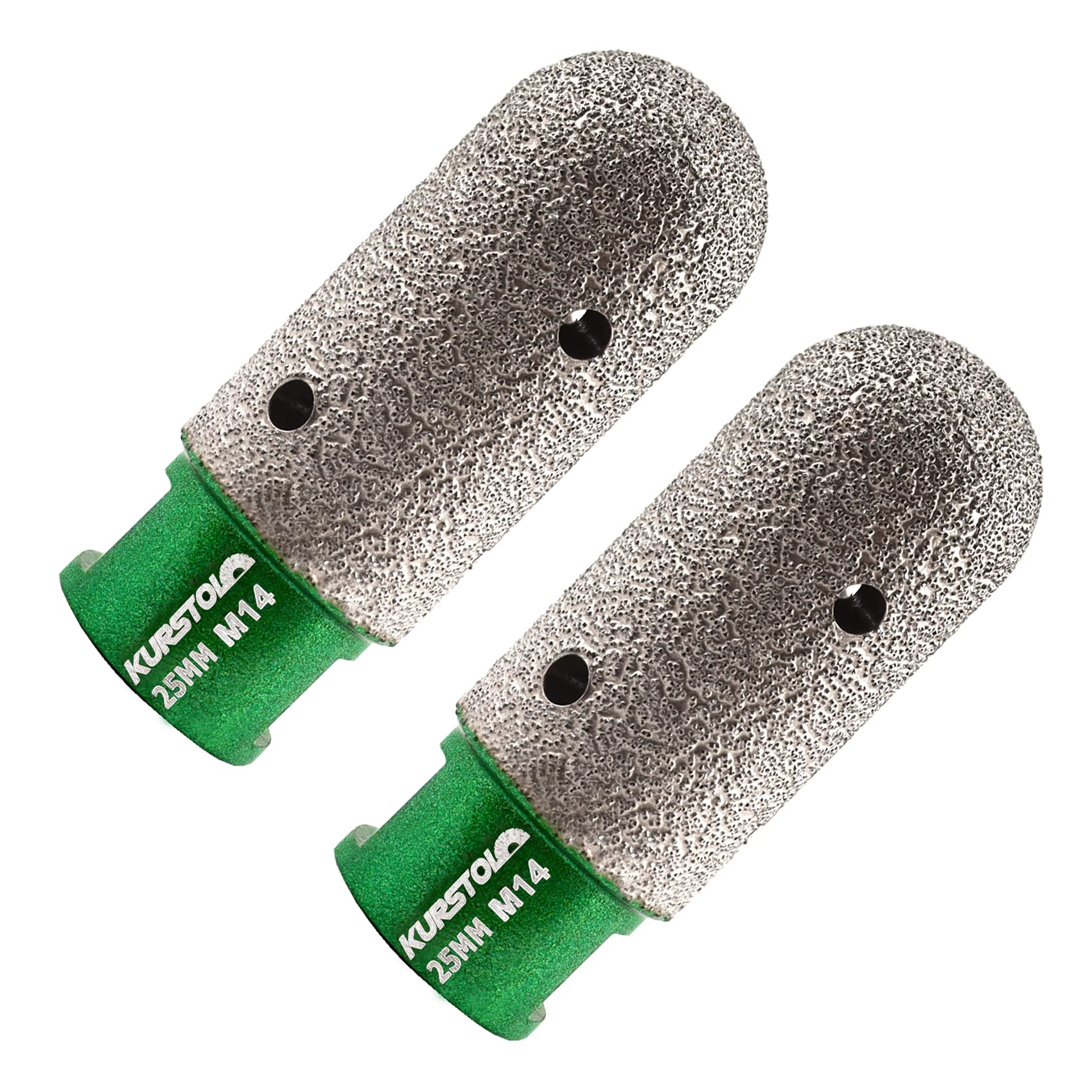KURSTOL Diamond Finger Milling Bit - 2pc Dia 25mmXM14 Thread Diamond Drum Wheel for Enlarging, Shaping Round Bevel Existing Hole of Porcelain, Hard Ceramic, Granite, Marble — image 1