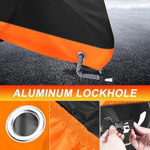 Miniatura 2 de XYZCTEM Funda para motocicleta, para todas las estaciones, impermeable y negra, para exteriores, se adapta a motores de hasta 116 pulgadas (XXXL)