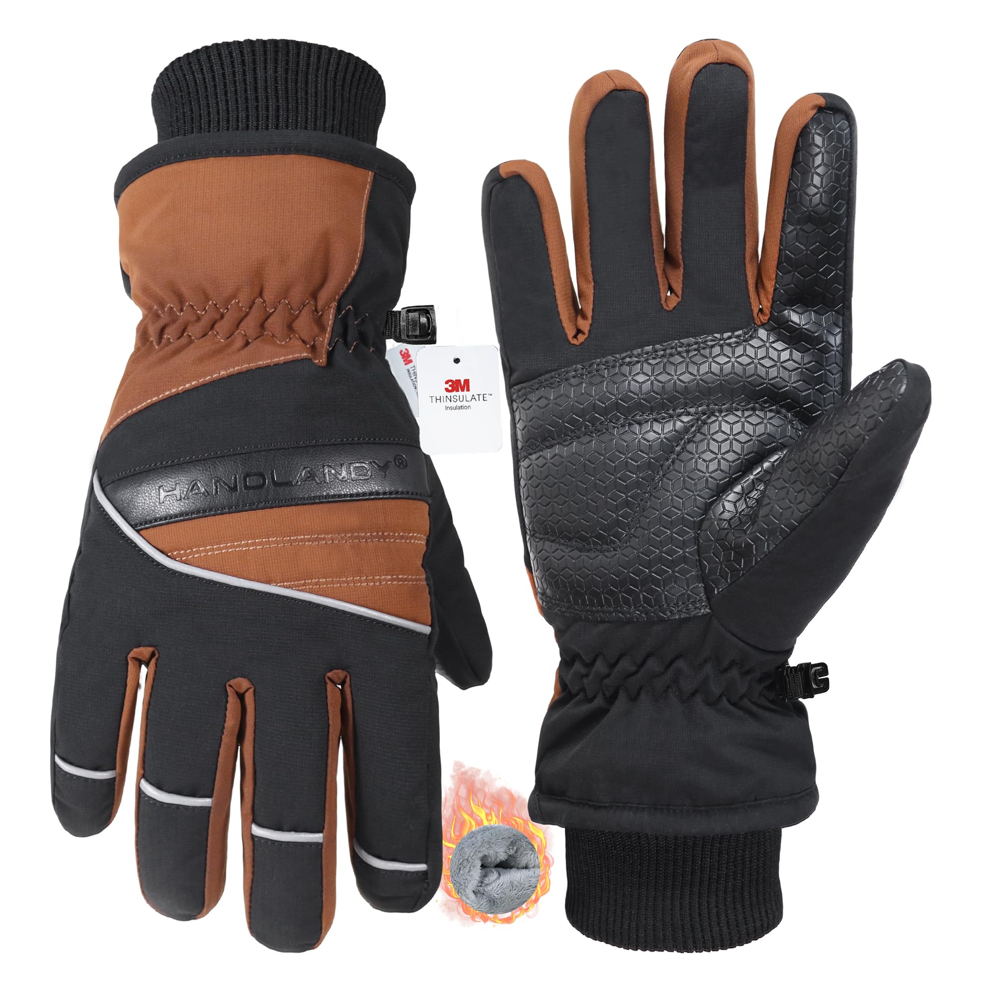 HANDLANDY Winter Gloves Hiking Waterproof Windproof Thermal Glove for Men Women