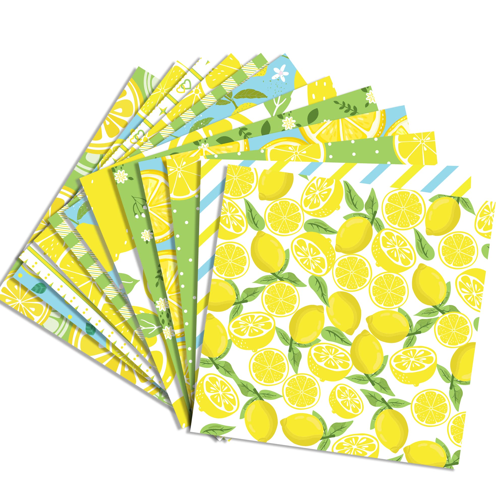 24 Sheets Hawaii Lemon Scrapbook Paper - 12x12 Inch Double-Sided Watercolor Pattern For Crafting