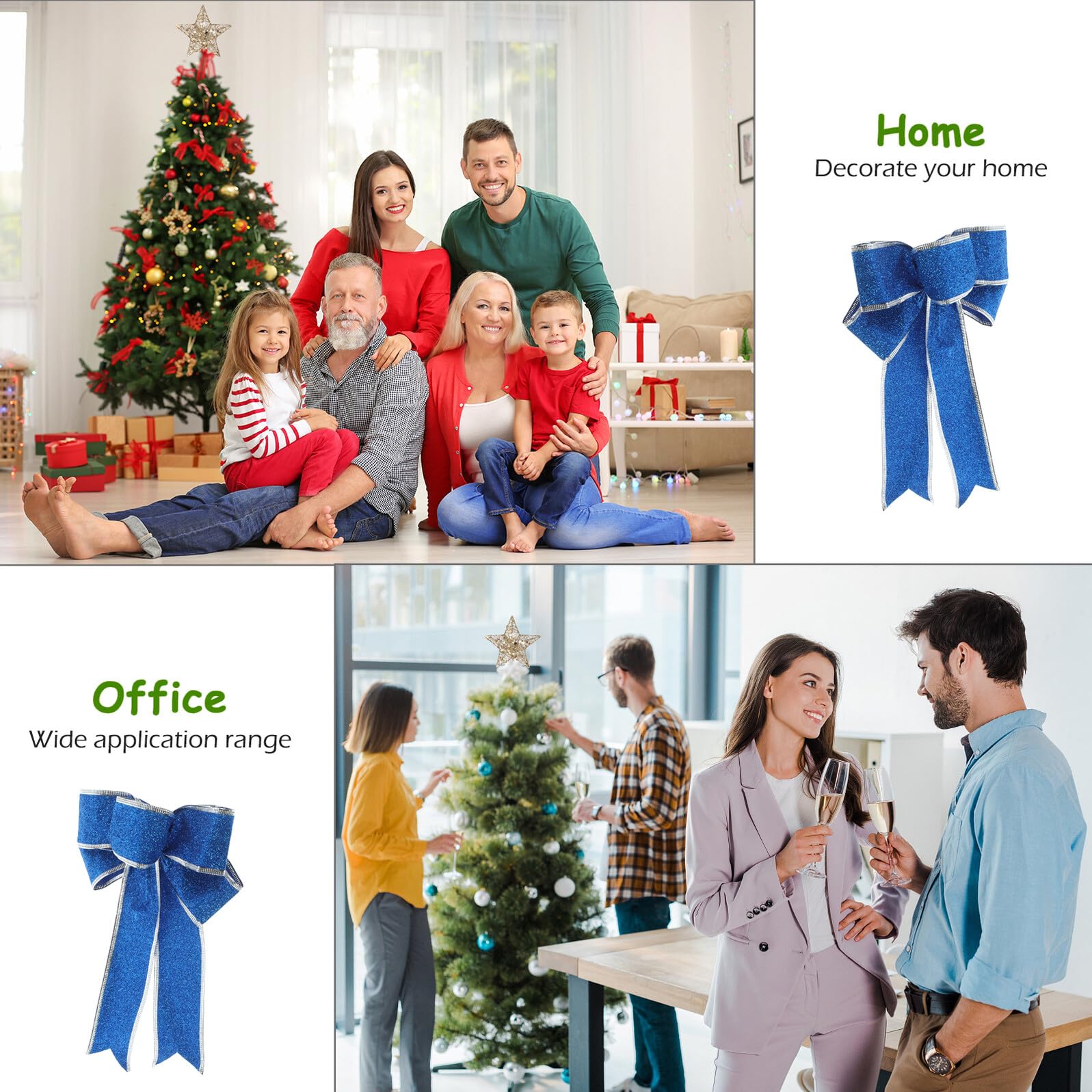 Ipetboom 5 Piezas Lazo Navideño Brillante de Poliéster Cinta de Obsequio para Árbol de Navidad Lazos de Cinta Navideña Nudo para Decoración de Ventana y Puerta