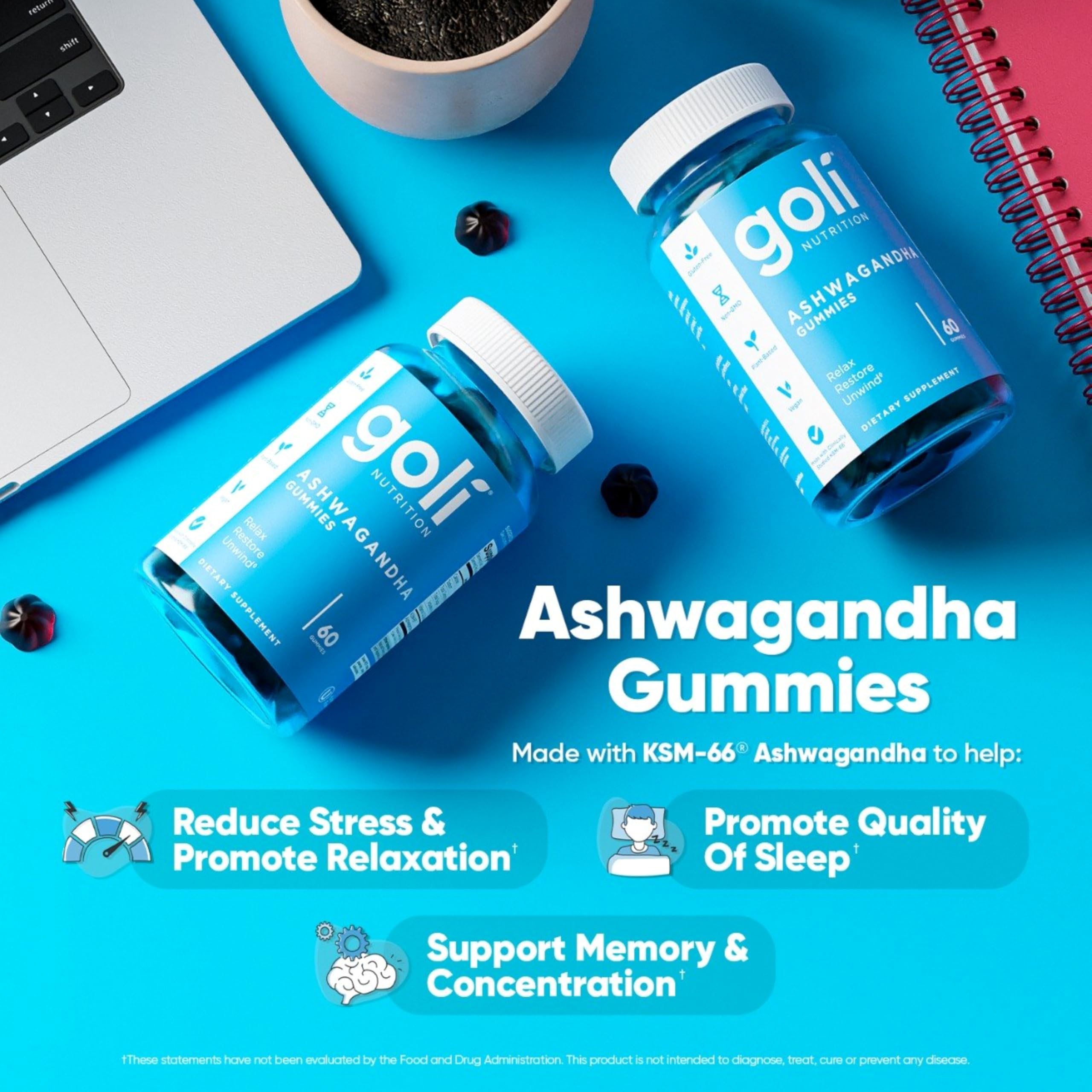 Goli Favorites Trio: Ashwagandha KSM-66, Apple Cider Vinegar, Matcha Mind Supplements with Cognizin, Vitamins D2 and B12 — Amazon image 2