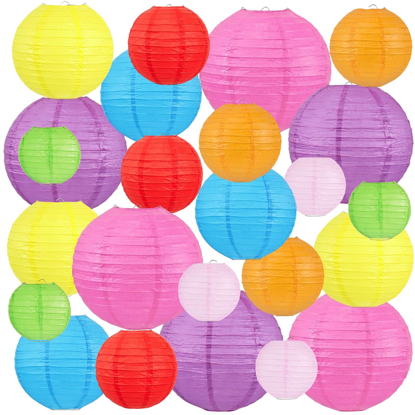 Peywot 24Pcs Multi Colored Paper Lanterns (6