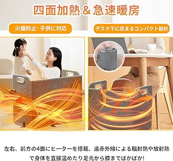 パネルヒーターと温度自動調整器 Amazon | パネルヒーター【四面発熱＆10秒速熱＆5段階温度調節】 足元