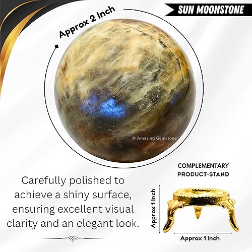 Vista 115 de Amazing Gemstone Black Tourmaline Crystal Ball with Stand - 2" Inches Crystal Sphere Meditation Balls for Witchcraft and Decorative Balls