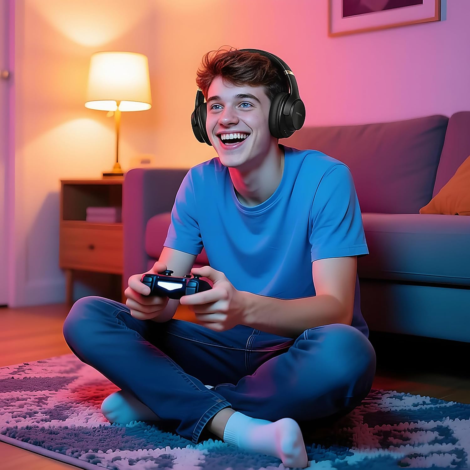 Riwbox NC3 Noise Cancelling Headphones,Bluetooth Over Ear Wireless Headphones,60H Playtime,Hi-Res Audio, Foldable,Bluetooth V5.4,Comfort&Immersion for Work,Commuting (Black) - Image 7