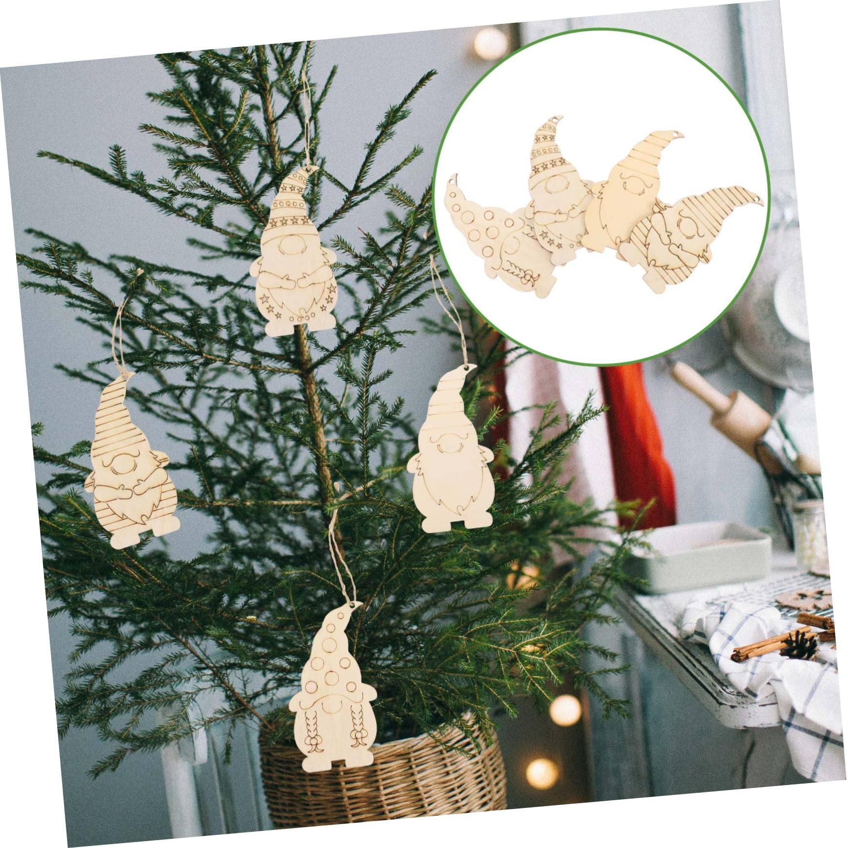 VILLCASE Ciondoli in Legno Grezzo da Dipingere Fai da Te, 40 Pezzi, Decorazioni Natalizie per Ragazzo Ragazza e Artigianato Creativo, Ornamenti per Albero di Natale, Decorazioni per Casa