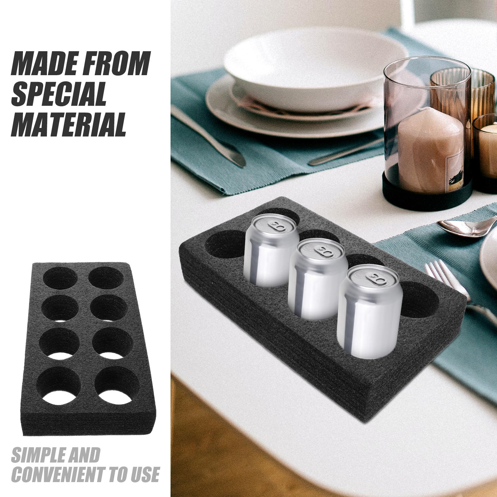 ABOOFAN Plateaux Porte-gobelets Noirs pour 8 Tasses, Support Pratique en Plastique 3 Pièces pour Boissons Chaudes ou Froides en Boutique Café ou Salon de Dessert Réutilisable