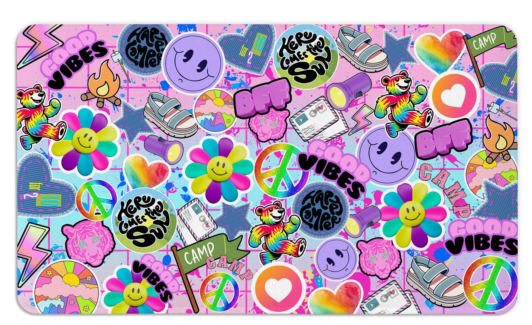 Gilbins Super Soft and Comfy Floor Mat Bunk Camp Floor Mats Sport Balls Sky (Purple Smile)