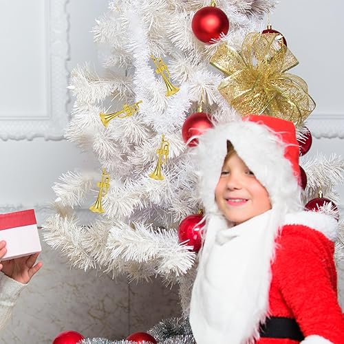 Miniatura 9 de Toddmomy 12 adornos de instrumentos musicales de Navidad, mini trompeta dorada, adornos colgantes de Navidad para decoración de árbol de Navidad