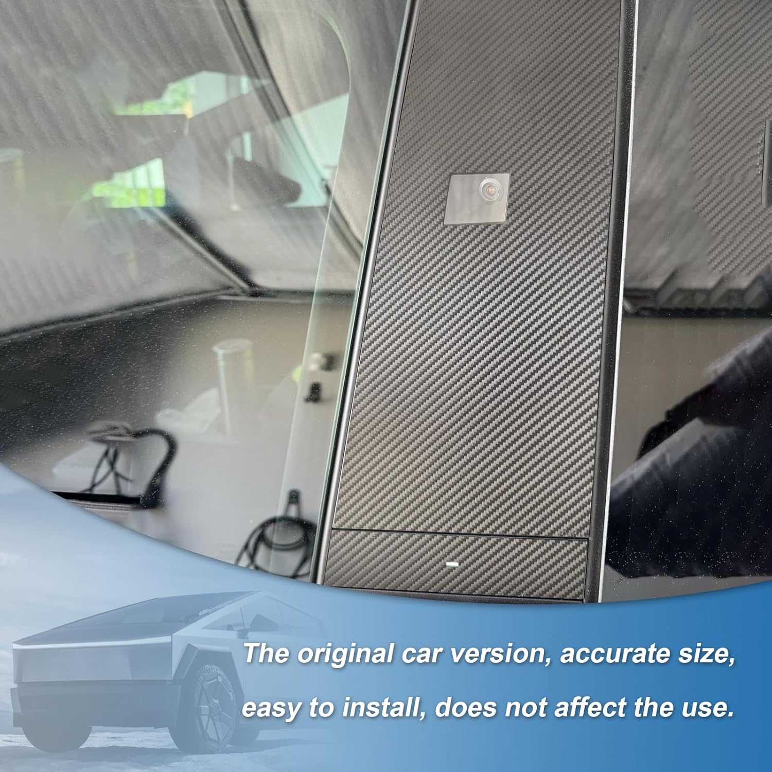 Carbon Fiber B-Pillar Trim Compatible with Tesla Cybertruck 2024-2026, Center Roof Support Pillar Trim, Exterior Door Pillar Protection Decor Sticker Accessories