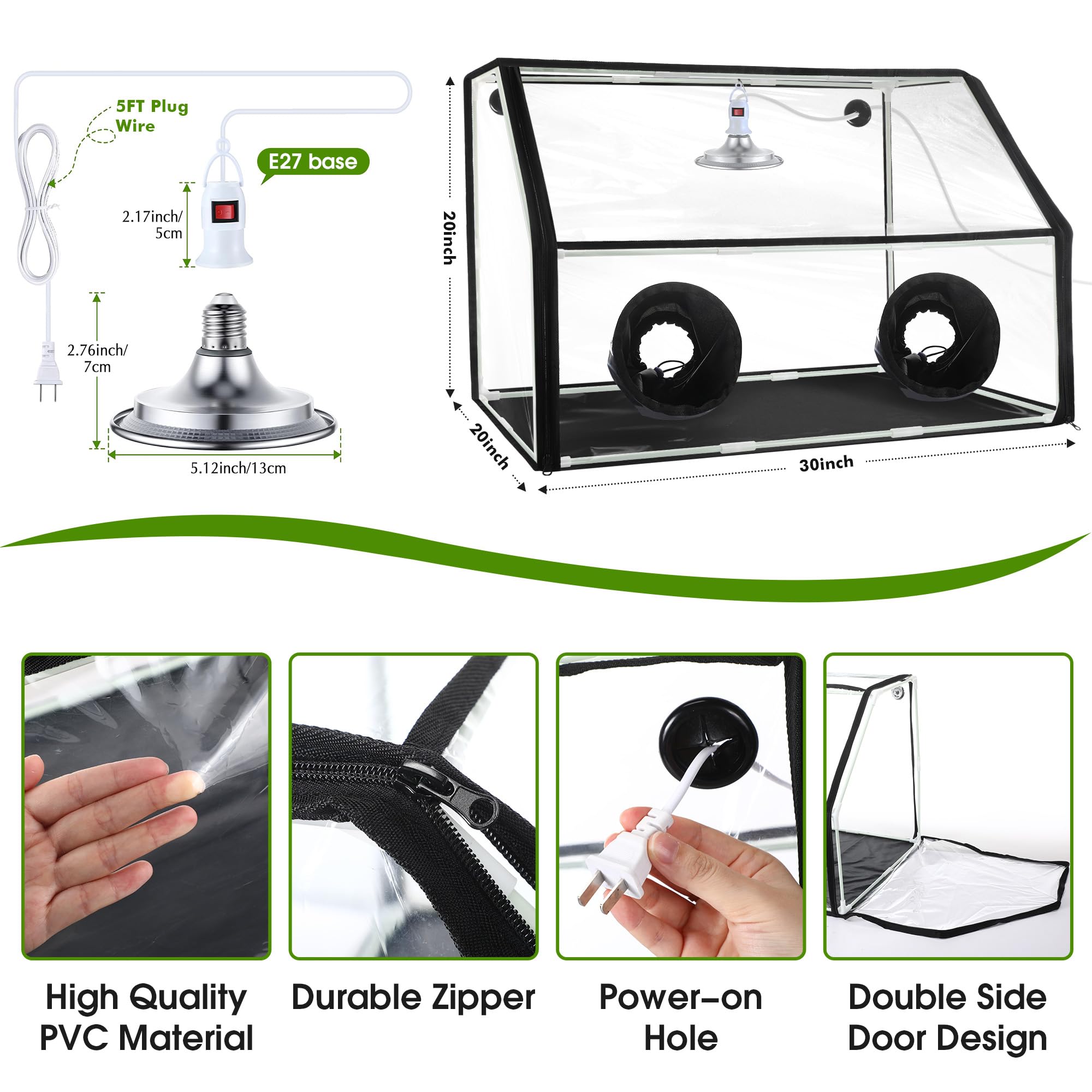 Meonum - Tienda de campaña de cultivo de hongos y kit de luz LED de crecimiento, 30 x 20 x 20 pulgadas, caja de aire fija grande, kit de cultivo de hongos micología, estaciones de propagación interior