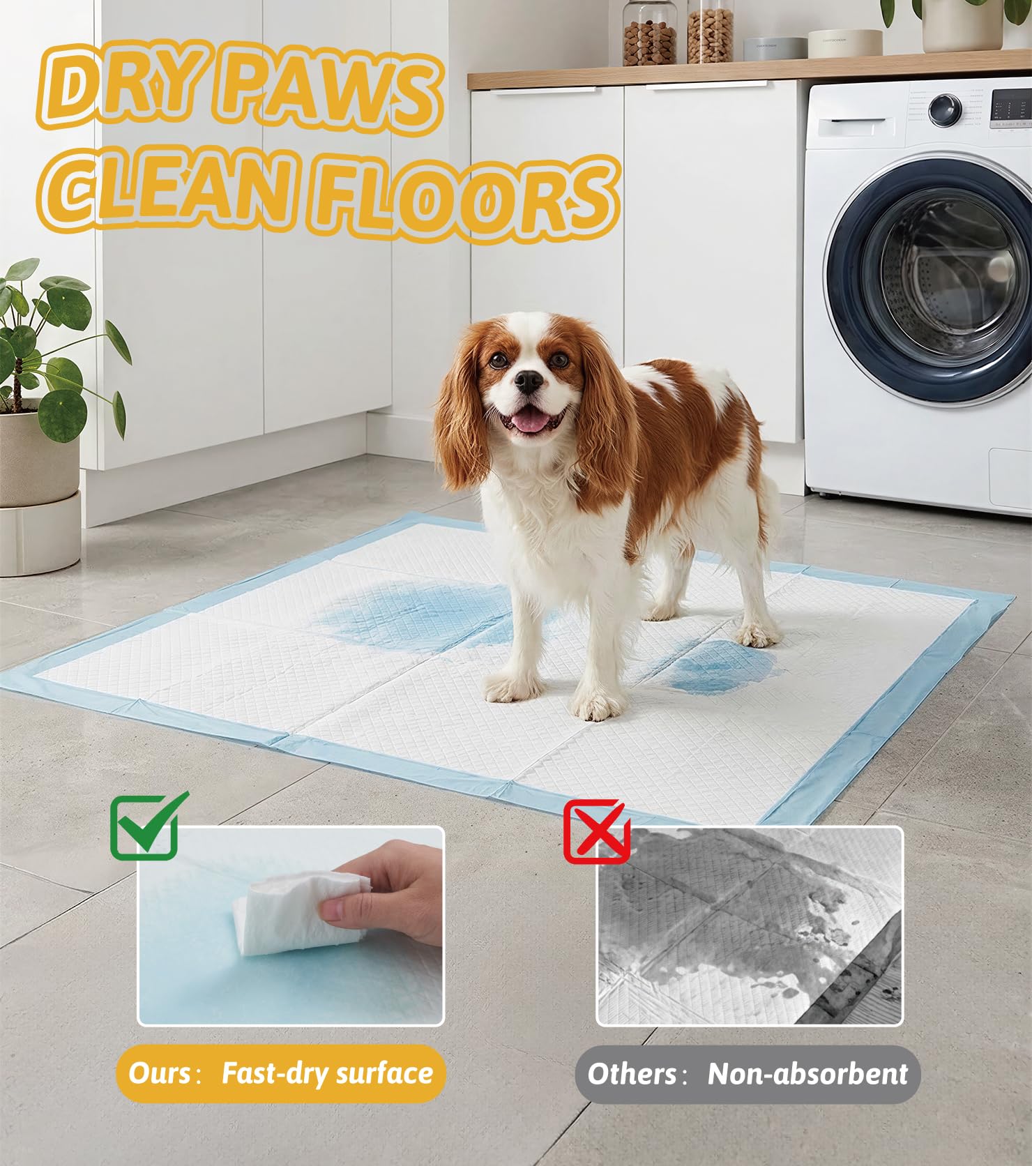 GWT - Almohadillas de entrenamiento para orina de perro, secado rápido y diseño de 5 capas a prueba de fugas, azul y blanco (40 unidades, extra grandes, 28 x 34 pulgadas)