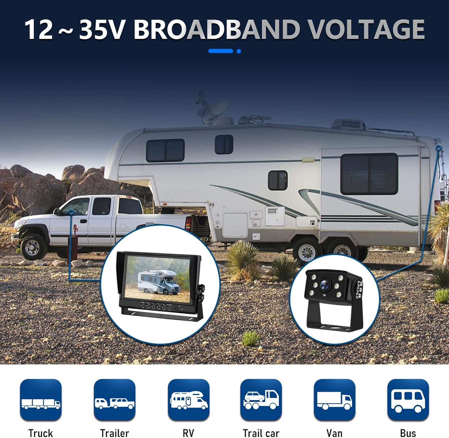 AHD 1080P 9" Reverse Rear View Backup Camera System, Camera with Night Vision Waterproof IP69K Vibration-Proof 20G for Tractor/Truck/RV/Bus/Motorhome/Excavator/Caravan/Skid Steer/Harvester