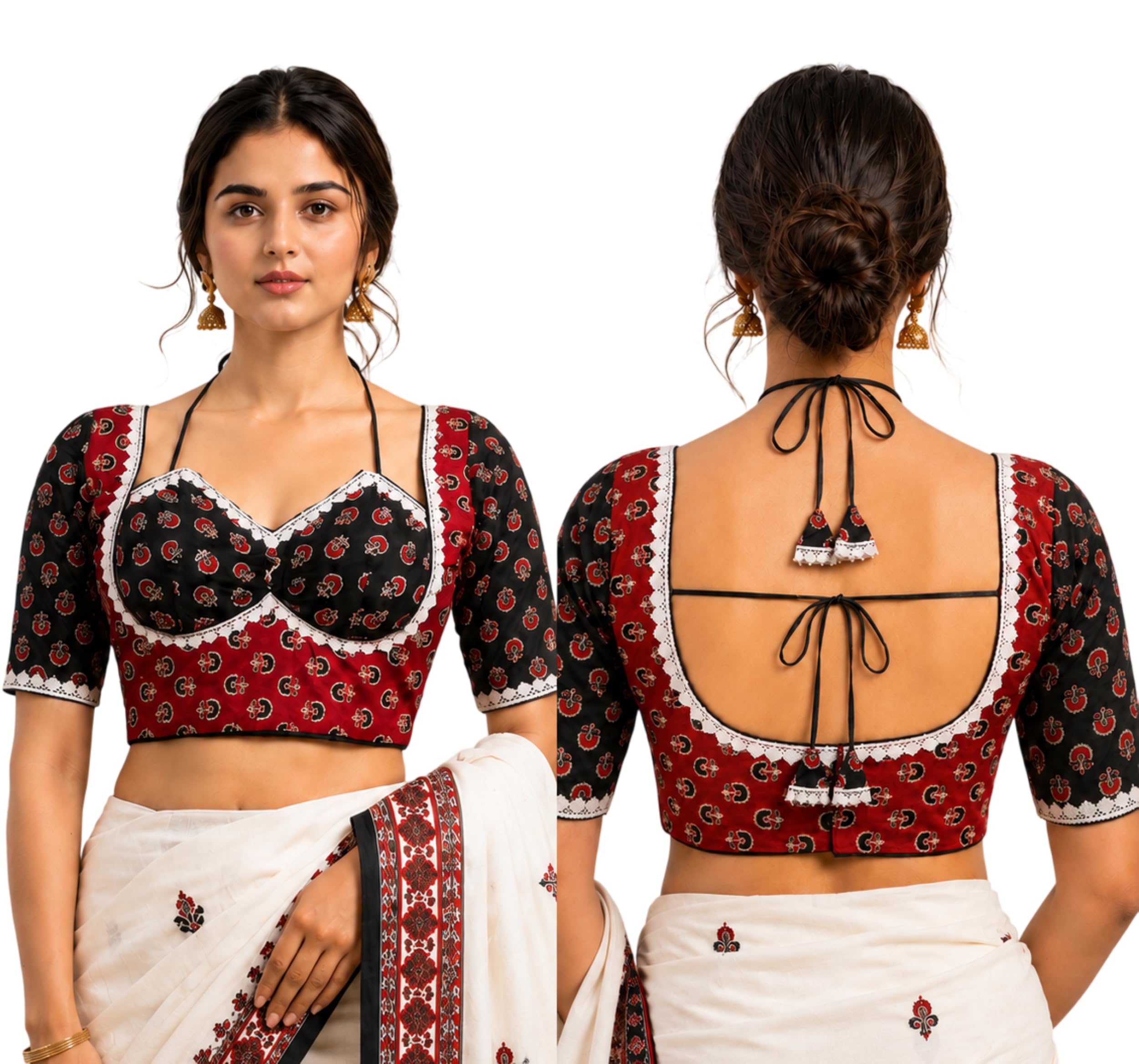 Cotton Ajrakh Print Padded Blouse Free Size [ Alterable 30-38 ]-picture-42