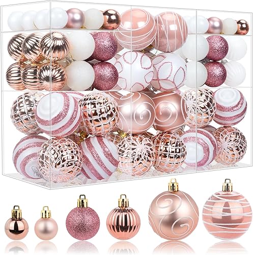 Miniatura 8 de Juego de 100 adornos de bolas de Navidad, decoración de árbol de Navidad negro y dorado, bolas decorativas colgantes inastillables con lazo para