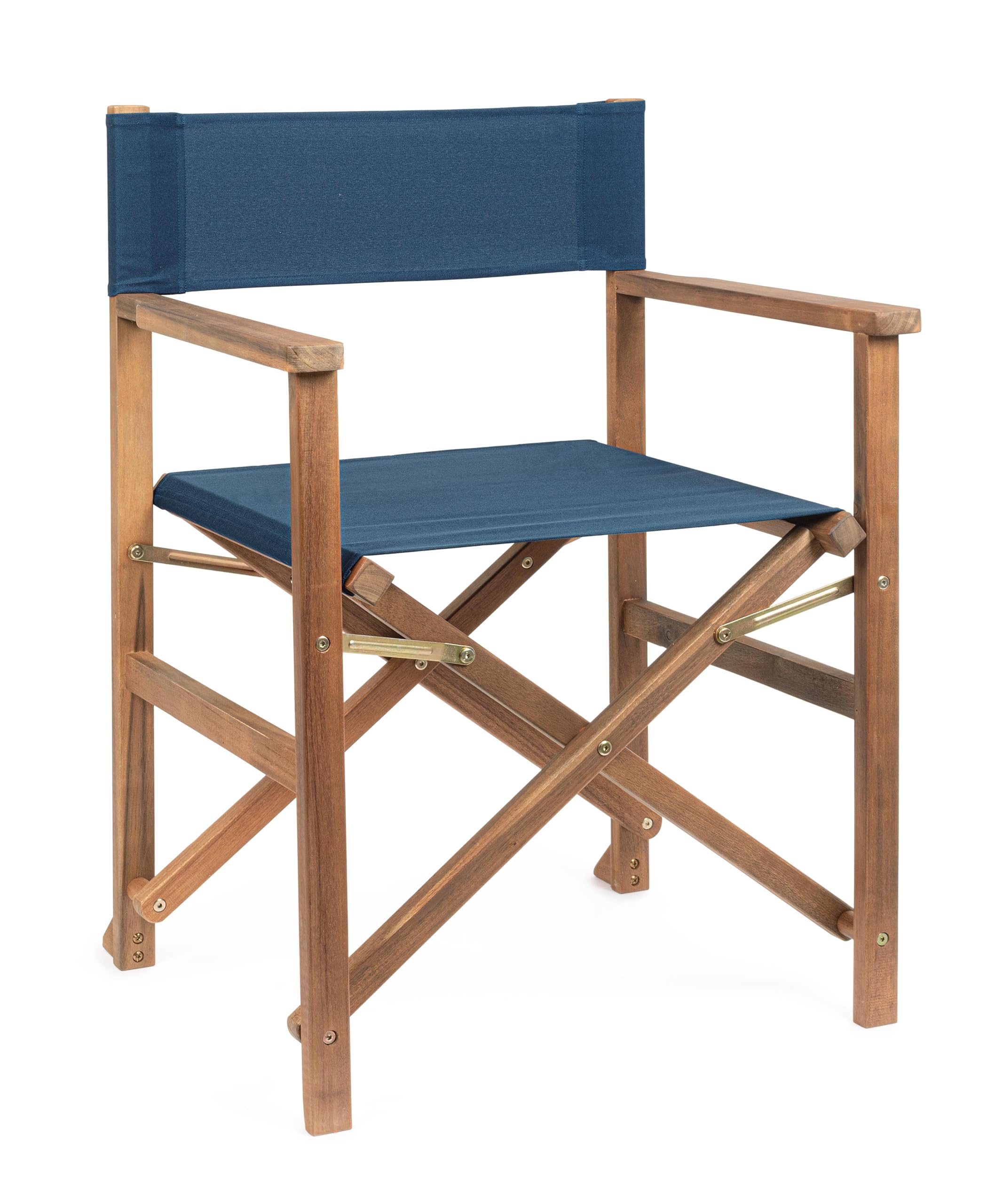 Bizzotto Sedia da Regista Pieghevole in Legno Colorata, Poltrona per Esterno Giardino Noemi (Blu)
