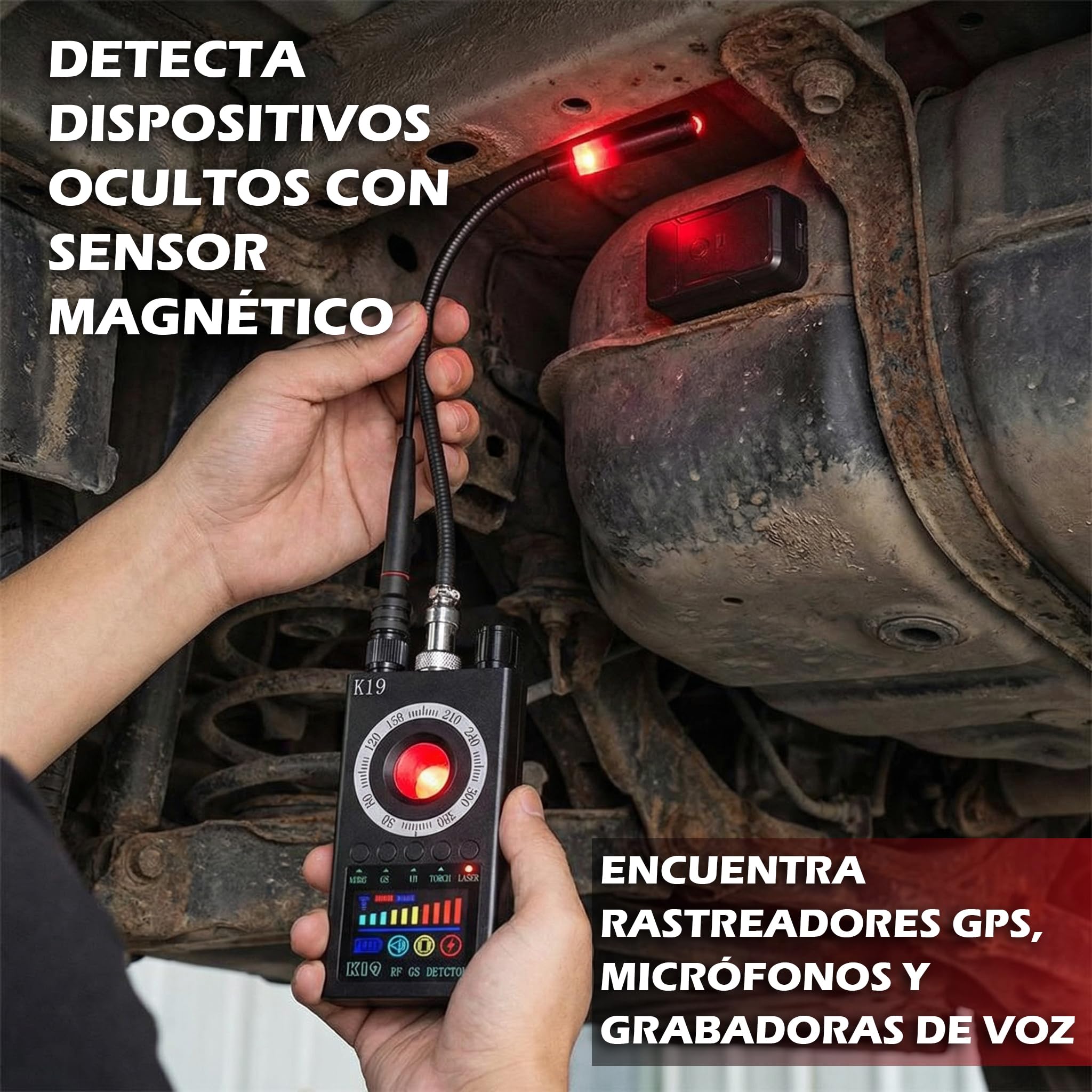 Detector Antiespía K19+ 2026, 7 en 1, Cámara, Micrófono, GPS + eBook Guía