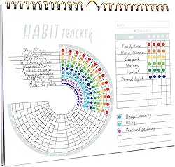 Lamare Calendário de hábitos – Diário de hábitos inspirador com encadernação em espiral – Diário diário e quadro de objetivos – Diário de objetivos motivacionais – Ótima ferramenta para produtividade
