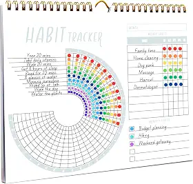 Lamare Calendário de hábitos – Diário de hábitos inspirador com encadernação em espiral – Diário diário e quadro de objetivos – Diário de objetivos motivacionais – Ótima ferramenta para produtividade