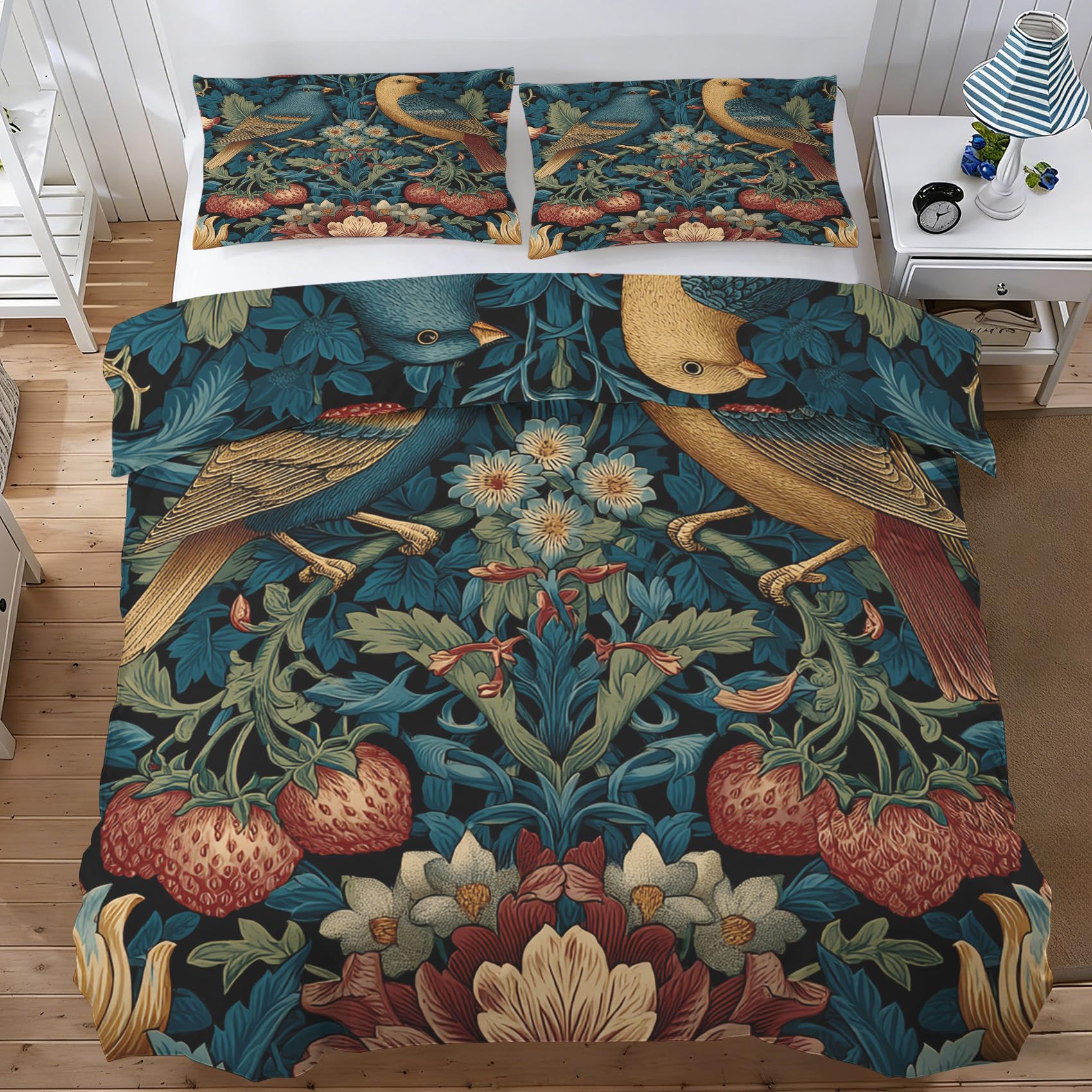 Parure de lit 160x200 William Morris au style élégant et microfibre douce