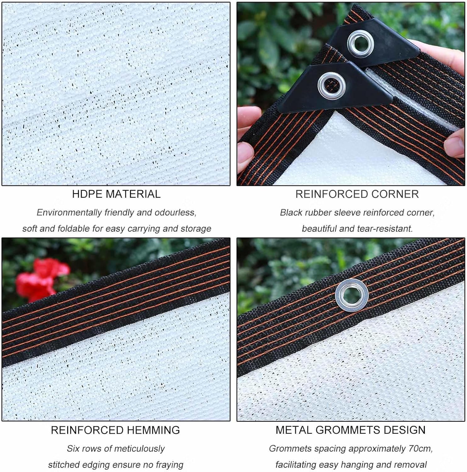 Shade Netting for Garden,Shade Cloth for Plants,White Shade Sail,90% Sunblock Shade Net,Shade Mesh Tarp With Grommets,Balcony Privacy Netting,Breathable/Anti-uv Awning,White-2.5x4m(8.2*13.1ft)