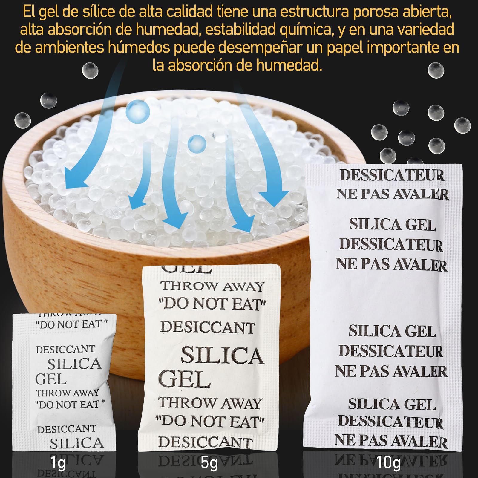 XIANGLONGY 1g x 100 Pcs Bolsas de Gel de Silice, Silica Gel Bolsitas, para Cajones de Ropa y Zapateros, Adecuadas para Eliminar Olores de Humedad y Moho