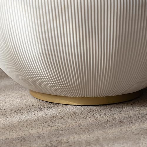 Miniatura 7 de Mesa auxiliar redonda de 29.53 pulgadas, mesas de cóctel modernas con textura vertical decorativa, mesas centrales de cuenco blanco de 29.53 1 Mesa