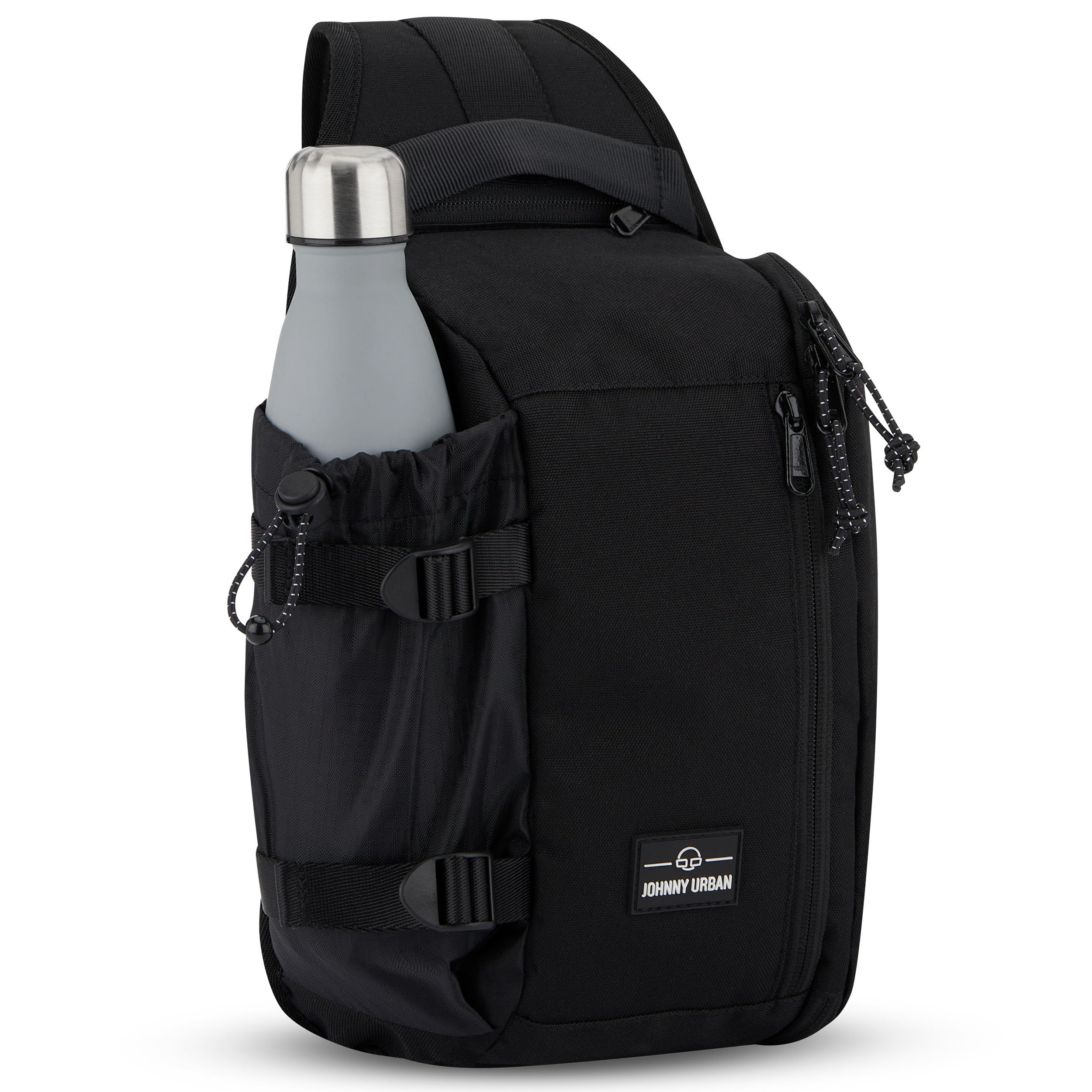 Johnny Urban Slingbag Damen Herren Schwarz - Charlie - Crossbody Schultertasche Travel Wandern Outdoor Reisen - Reißfestes & Langlebiges Material - Fach für Wasserflasche